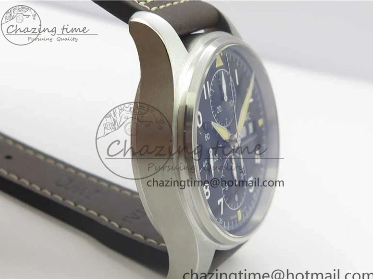 MIROTIME 1221 Pilot Chrono Spitfire IW387903 SS ZF 1:1 Best Edition Black Dial on Brown Leather Strap A OdorResistant 7127